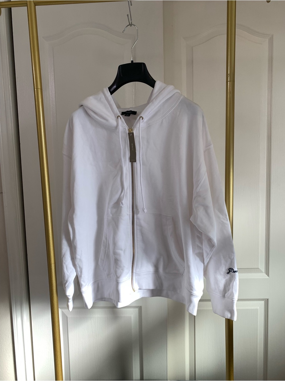 Jcrew White Zip Hoodie Jacket - M - new - cotton